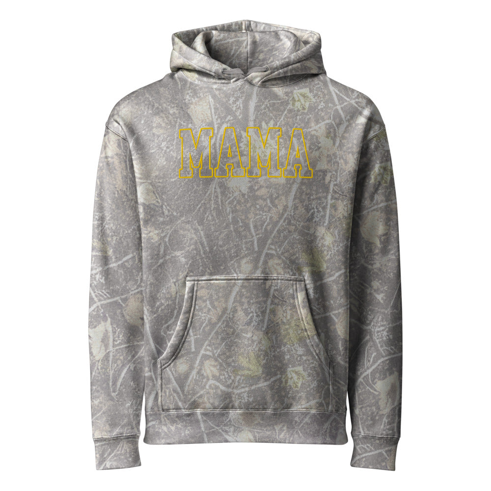 Mama Outline Text graphic on Independent Trading Co. IND4000 in Light Tree Camo