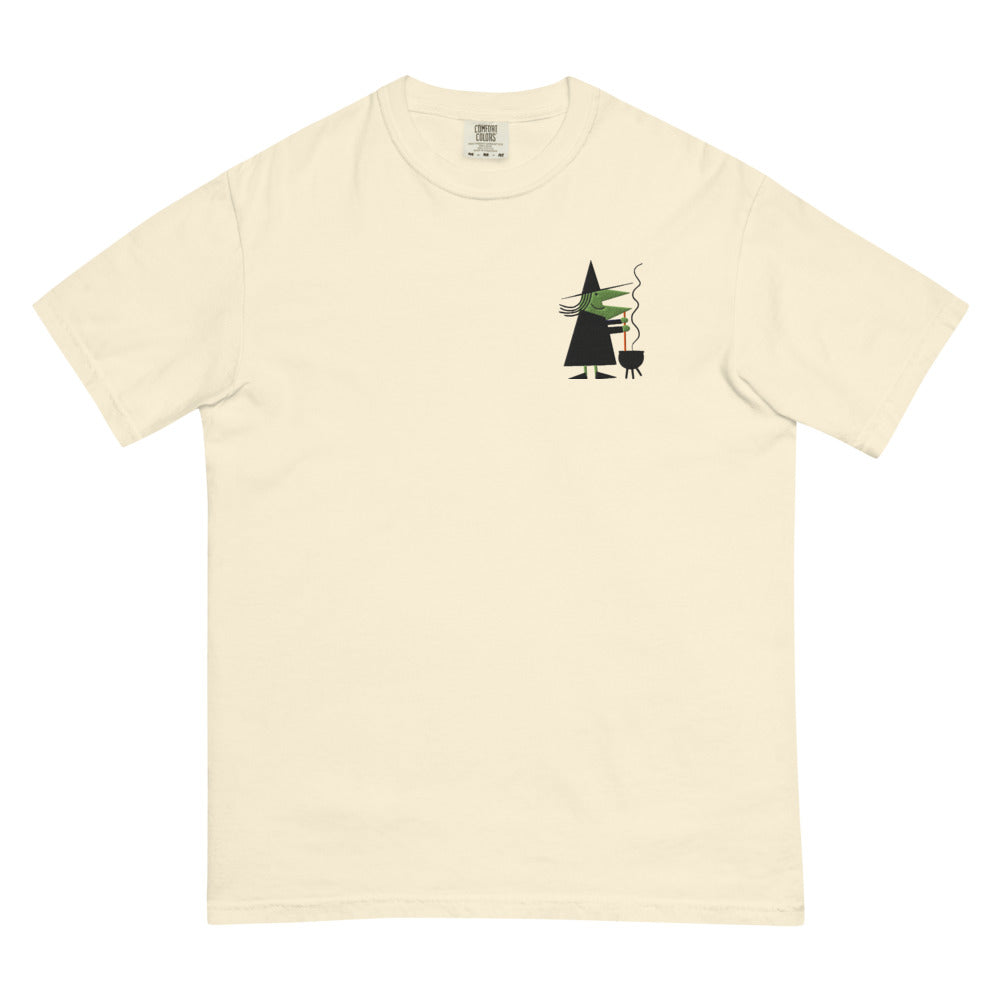Retro Witch Stirring Cauldron graphic on Comfort Colors 1717 in Ivory