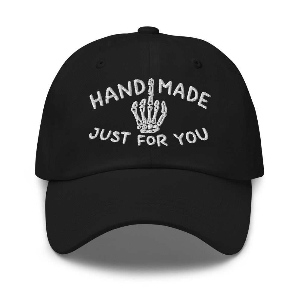 Skeleton Middle Finger embroidered hat product photo in Black
