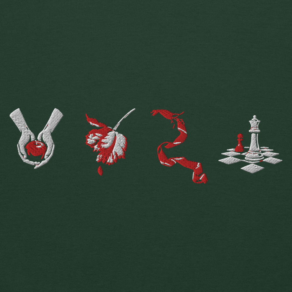 Twilight Saga Book Covers graphic on Gildan 18000 in Forest Green