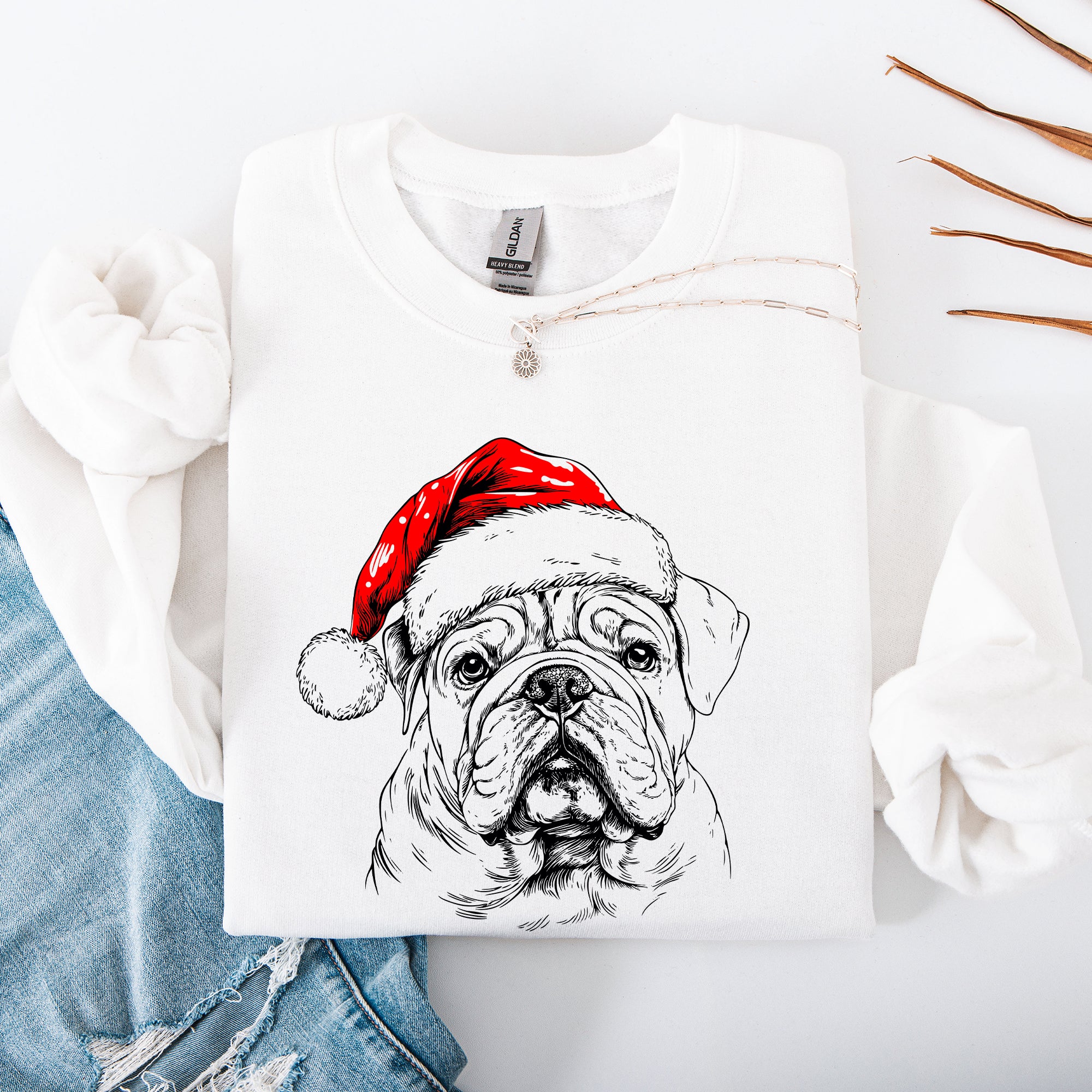 English Bulldog, Santa, Dog, Christmas, Dog Lover, Pet Sweatshirt