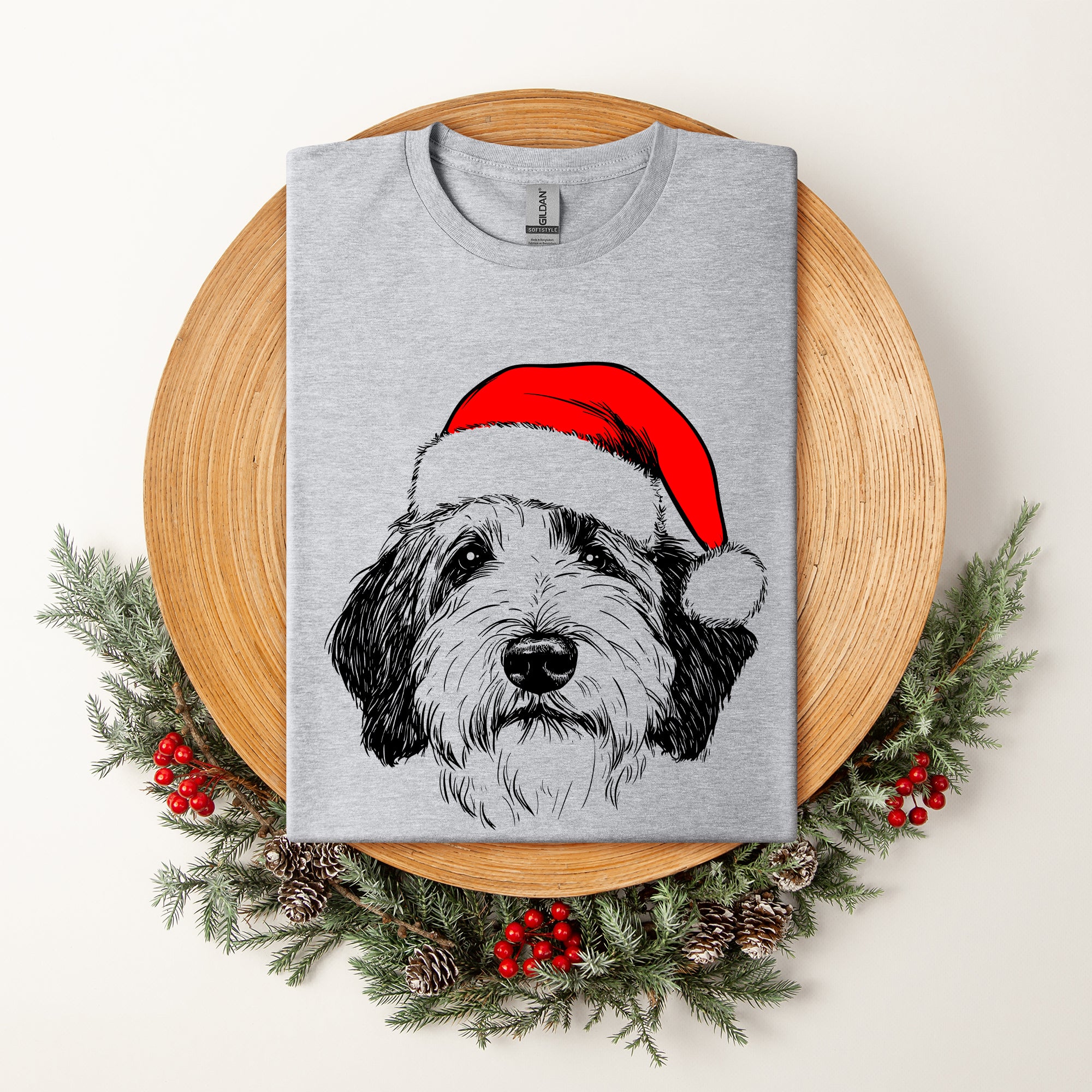 English Sheepdog, Santa, Dog, Christmas, Dog Lover, Pet T-Shirt Comfort Colors T-Shirt