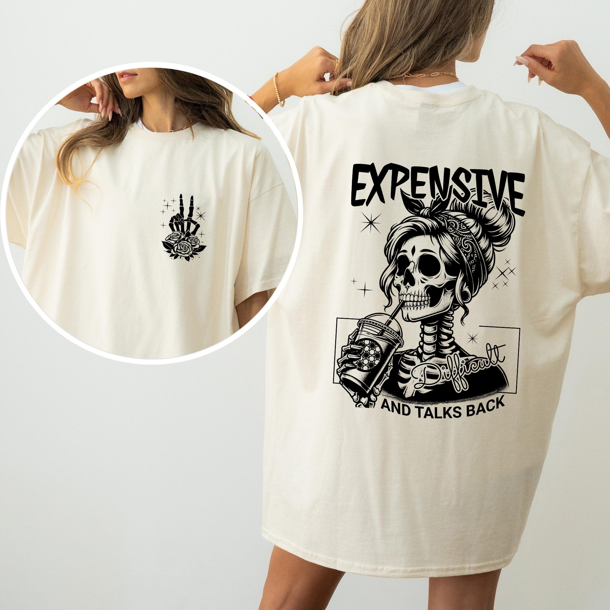 Expensive, Difficult, Talks Back, Wild Woman, Mom, Mother, Skeleton, Retro, Comfort Colors Tshirt