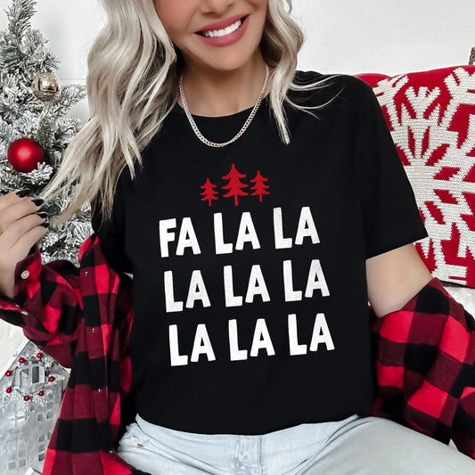 Fa La La, Retro, Christmas Trees - white Super Soft Tees