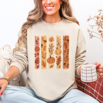 Fall, Brush Stroke, Floral, Pumpkin, Autumn Sweatshirt