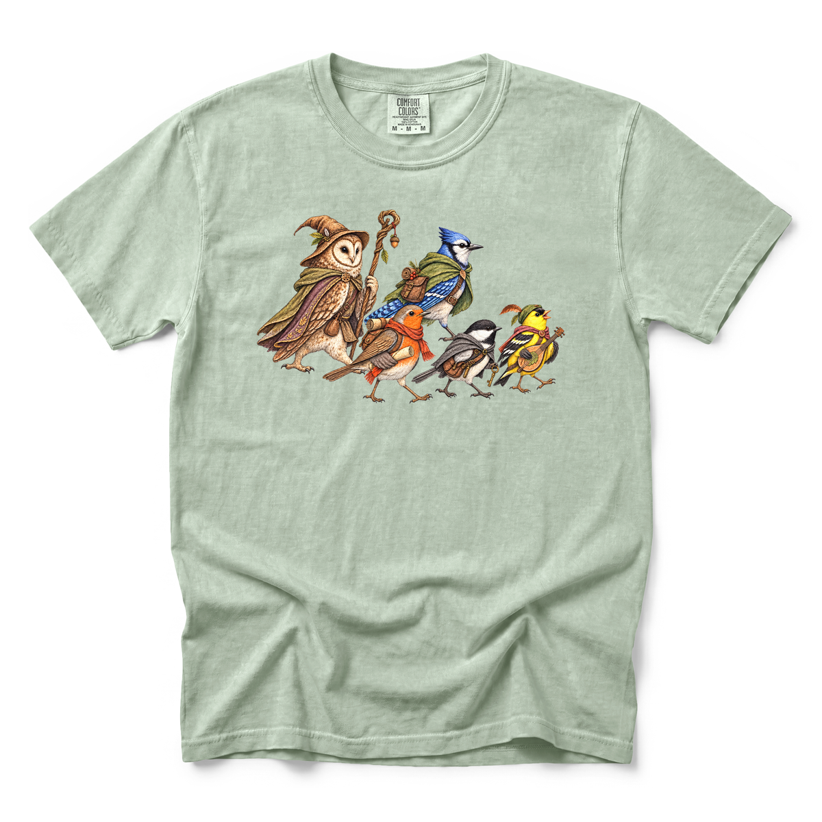 Fantasy Bird Adventurers graphic on Comfort Colors 1717 in Bay