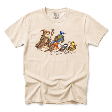 Fantasy Bird Adventurers graphic on Comfort Colors 1717 in Ivory