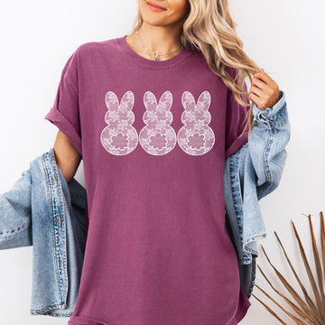 Faux Lace Bunny, Coquette, In A Row, Easter, Bunny, Jesus, Rabbit, Holiday Tshirt Comfort Colors T-Shirt