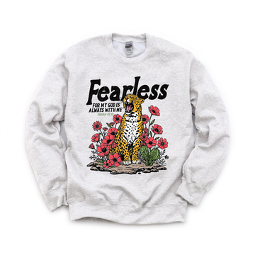 Fearless Leopard graphic on Gildan 18000 in Ash
