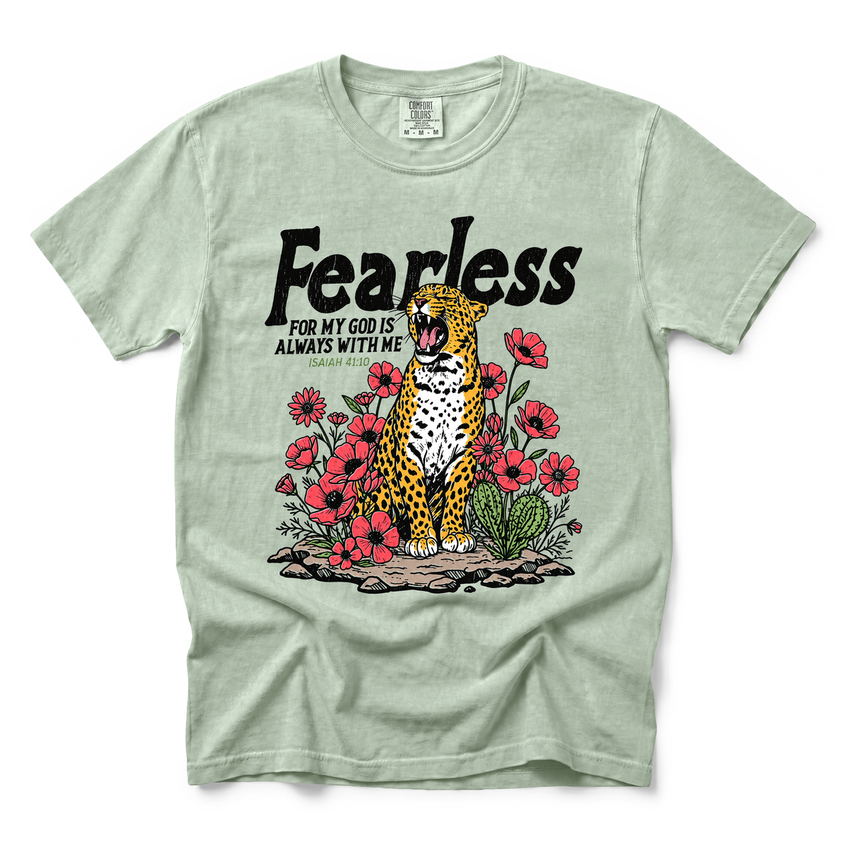 Fearless Leopard graphic on Comfort Colors 1717 in Bay