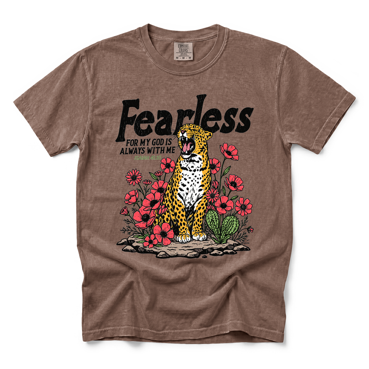 Fearless Leopard graphic on Comfort Colors 1717 in Espresso