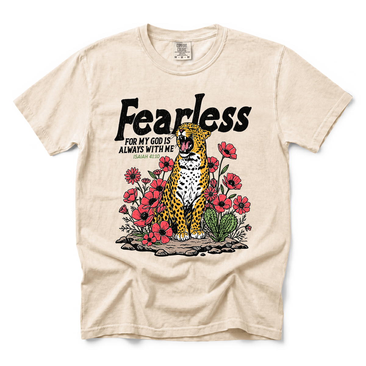 Fearless Leopard graphic on Comfort Colors 1717 in Ivory