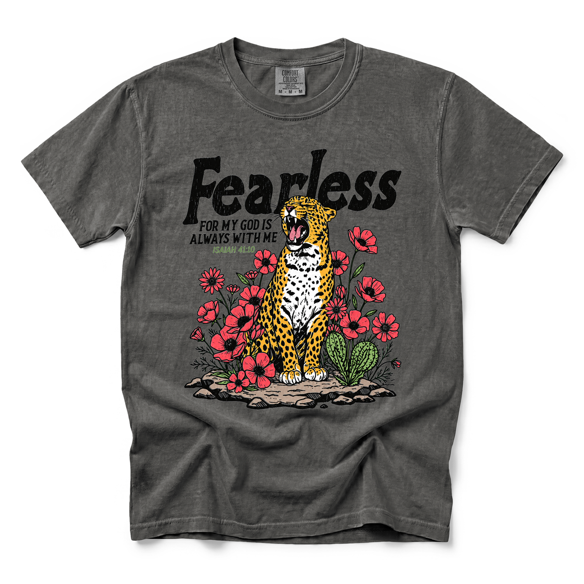 Fearless Leopard graphic on Comfort Colors 1717 in Pepper