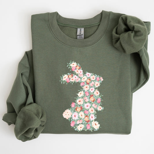 Floral Print Rabbit, Bunny, Easter Sweatshirt