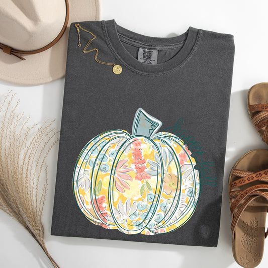 Floral Pumpkin, Happy Fall, Pastels, Flowers, Autumn, Thanksgiving Tshirt