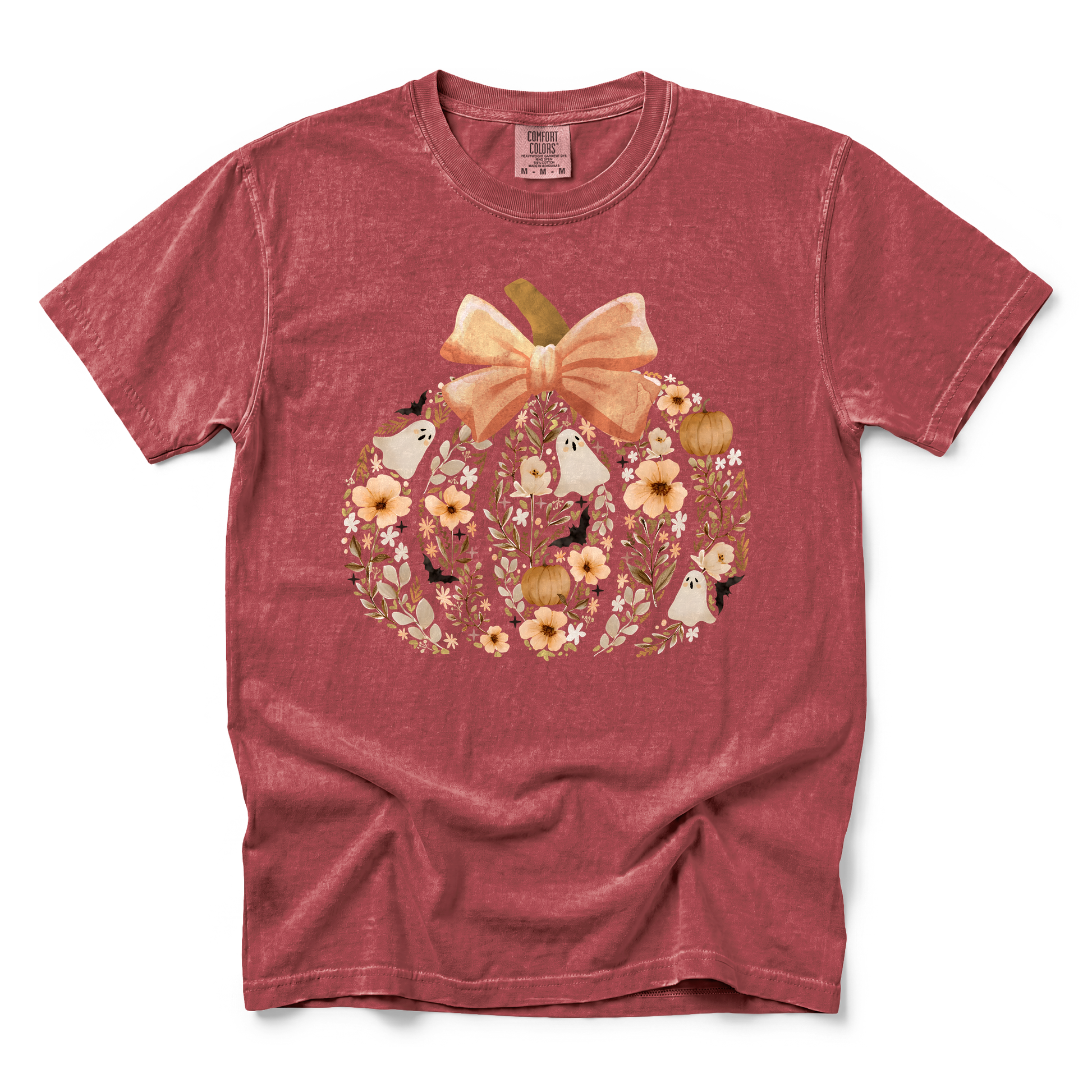 Floral Pumpkin graphic on Comfort Colors 1717 in Brick