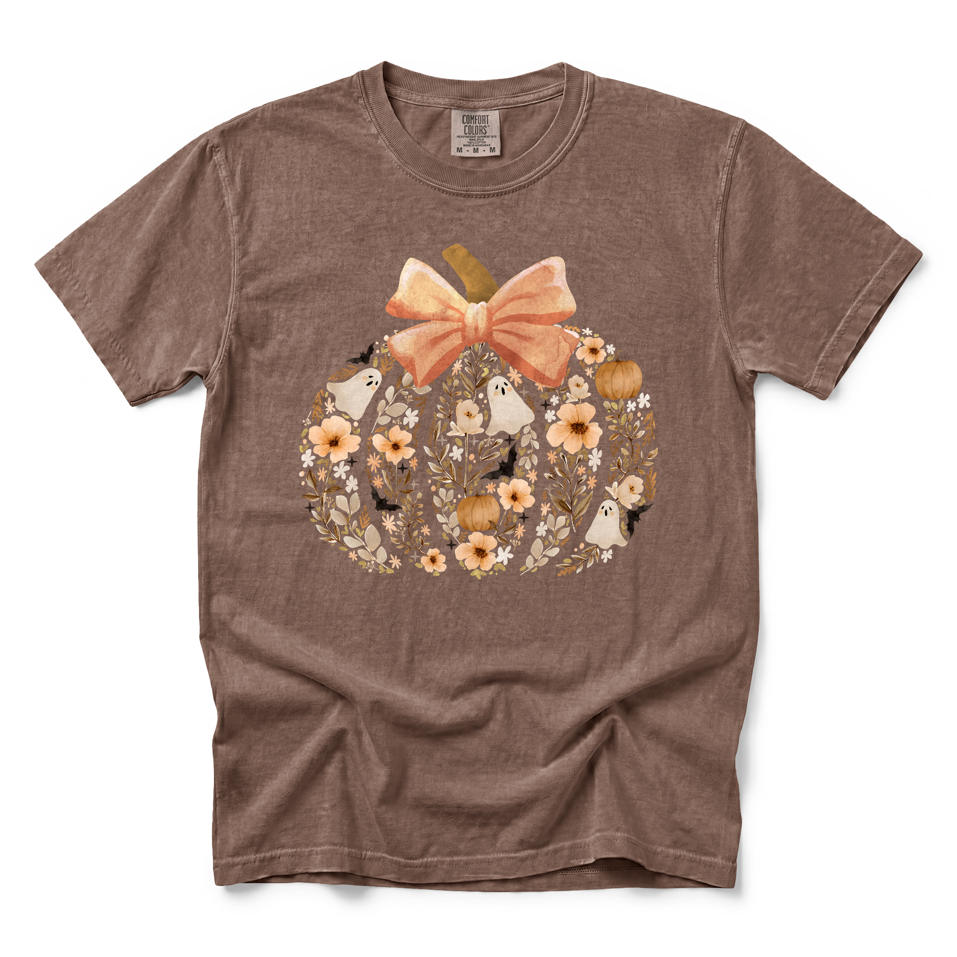 Floral Pumpkin graphic on Comfort Colors 1717 in Espresso
