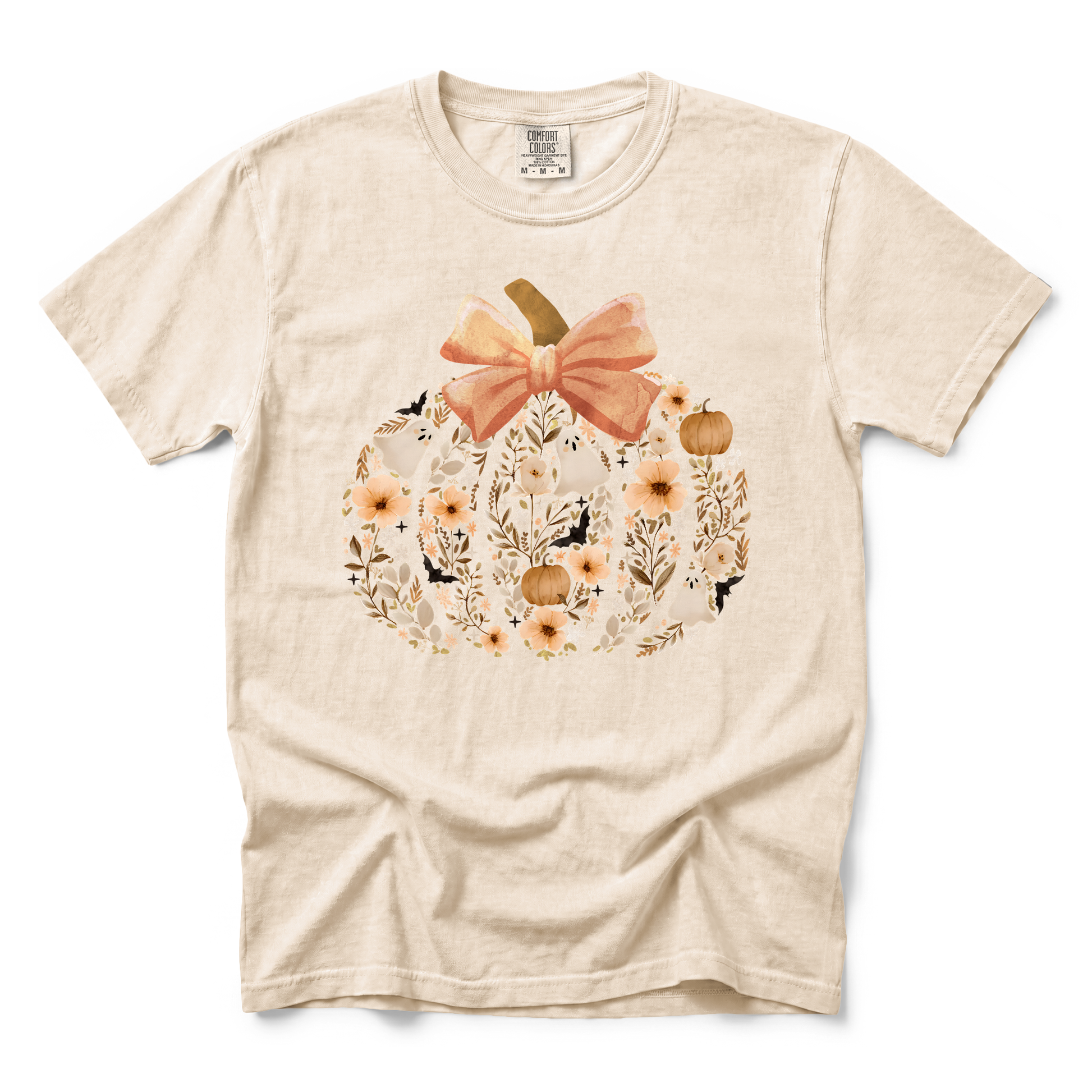 Floral Pumpkin graphic on Comfort Colors 1717 in Ivory