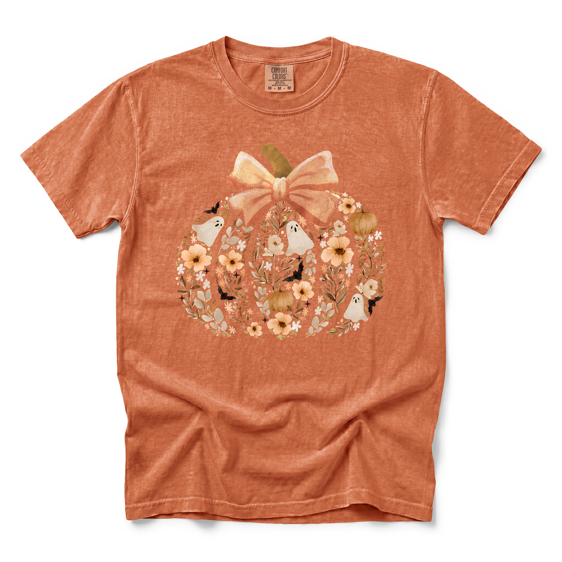 Floral Pumpkin graphic on Comfort Colors 1717 in Yam