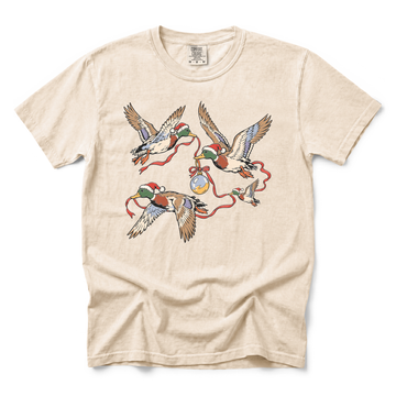Flying Mallard Ducks graphic on Comfort Colors 1717 in Ivory