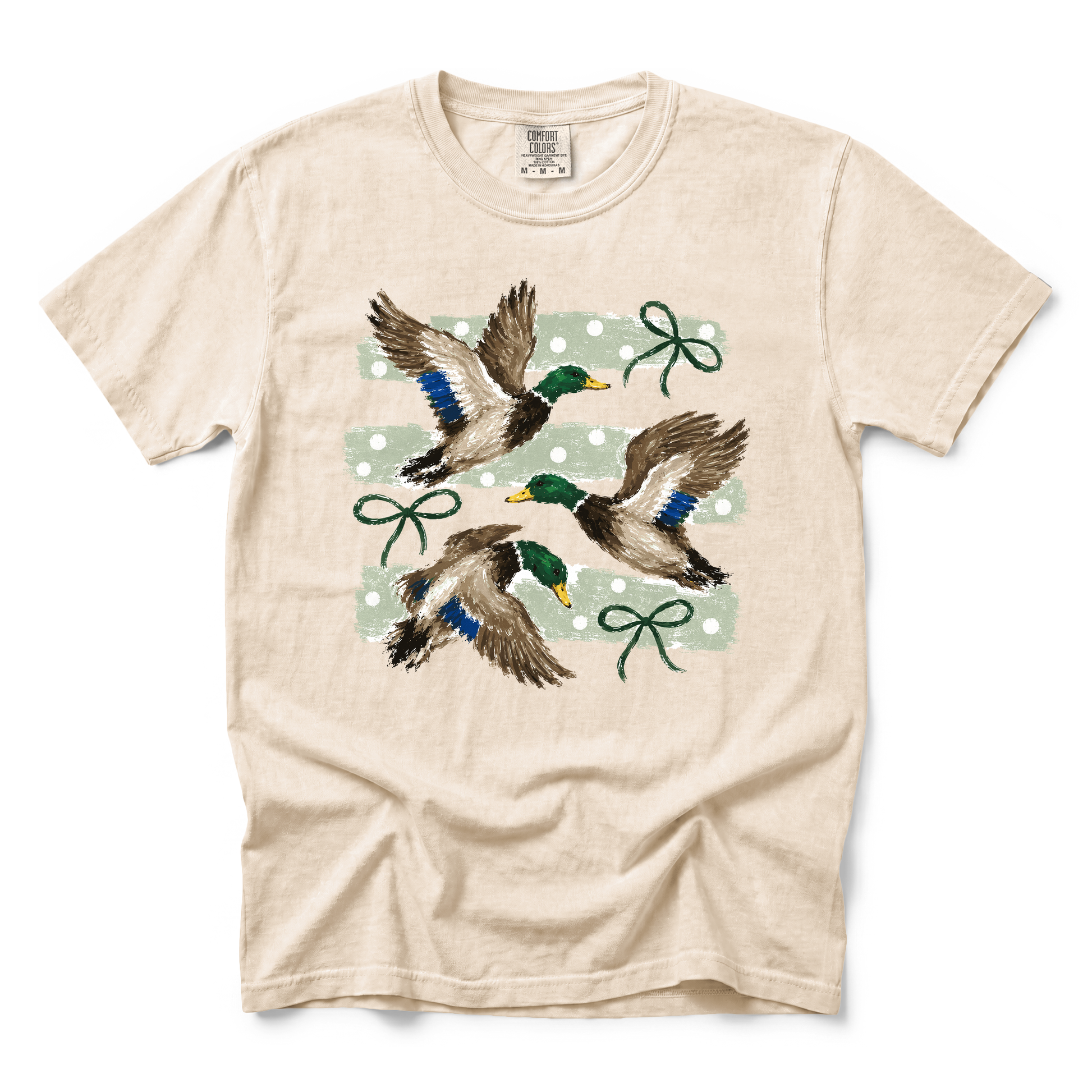 Flying Mallard Ducks graphic on Comfort Colors 1717 in Ivory