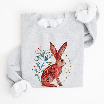 Folk Art Rabbit, Easter, Scandinavian Sweatshirt