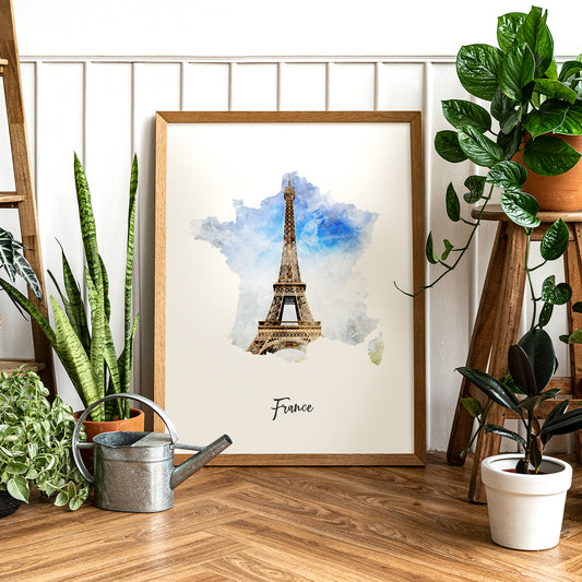 France Watercolor Map