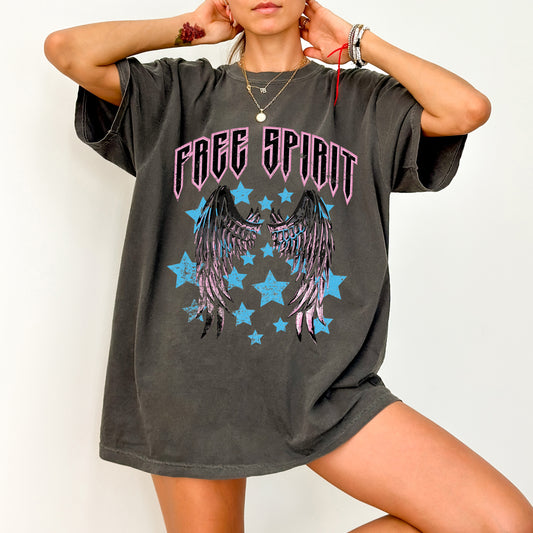 Free Spirit, Wings, Rock, Grunge, Stars, Concert Tee, 80s Rock Music, Tshirt