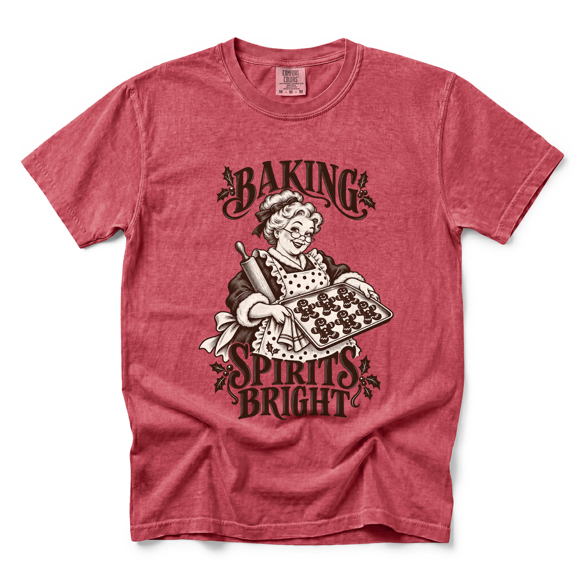 Baking Spirits Bright graphic on Comfort Colors 1717 in Crimson