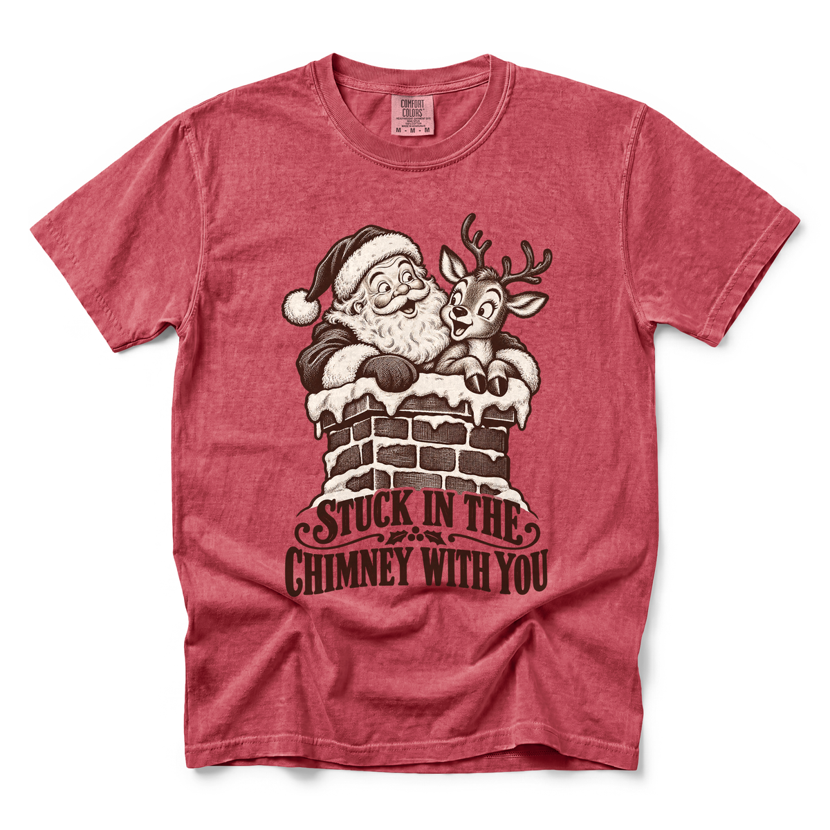 Chimney graphic on Comfort Colors 1717 in Crimson