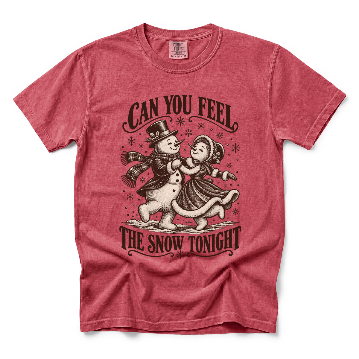 Feel The Snow graphic on Comfort Colors 1717 in Crimson