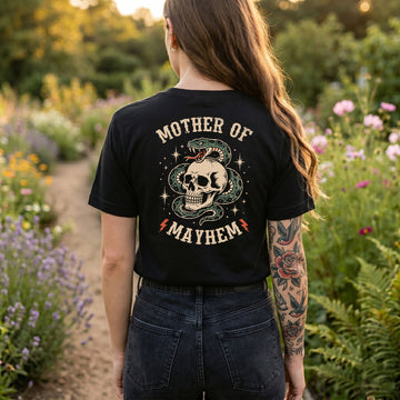 Mother of Mayhem Mama Mom Gift Tee Casual Fabric Womenswear Soft Cozy Retro Style Comfortable Wear T-Shirt