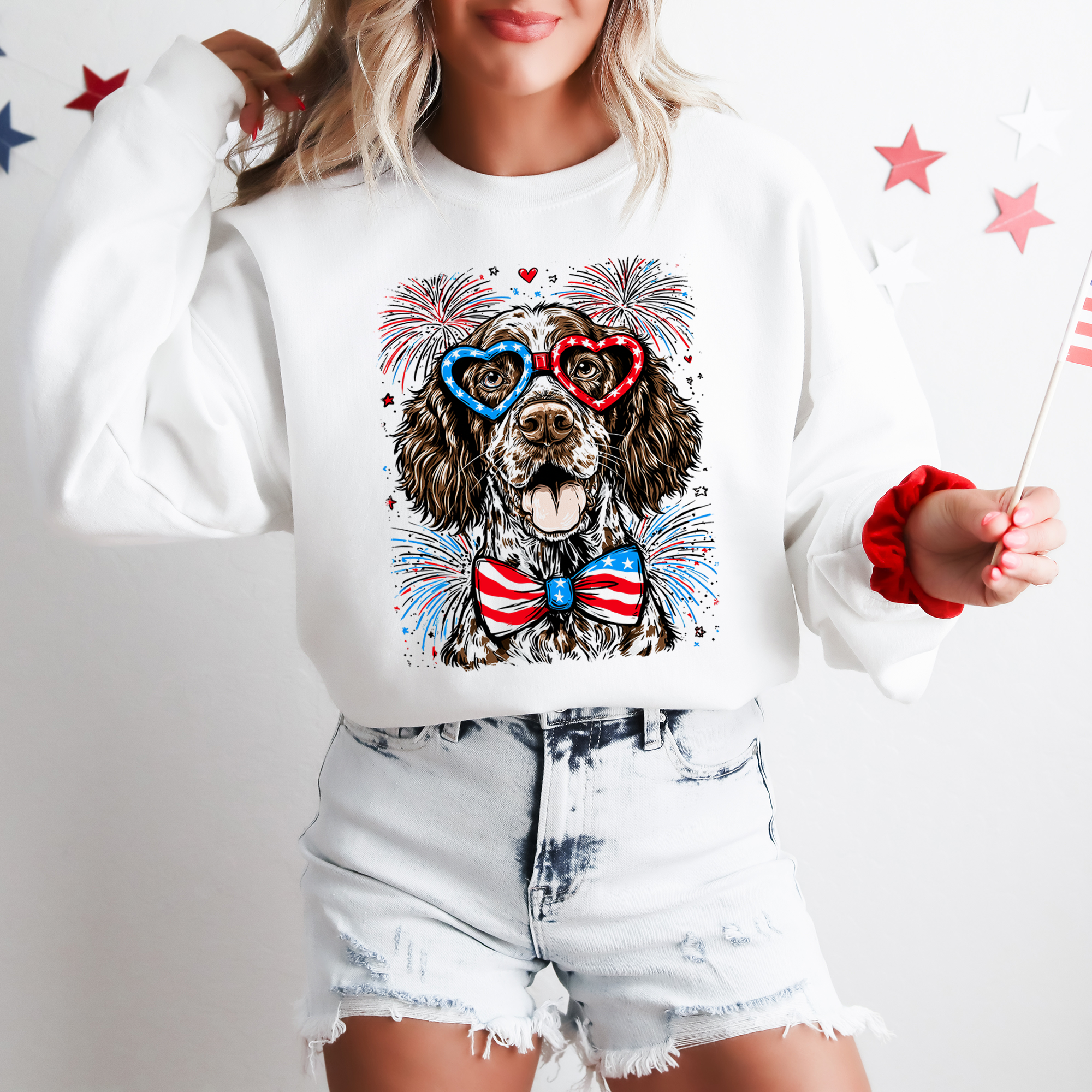 German Shorthaired Pointer Patriotic Dog, USA, America, Pet Lover, 4th of July Sweatshirt