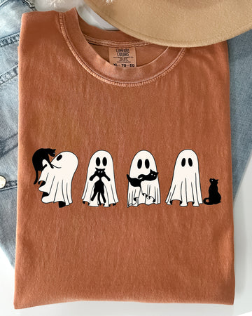 Ghost Cats, Adorable, Halloween, Witch, Skeleton, Trick or Treat Shirt Comfort Colors T-Shirt