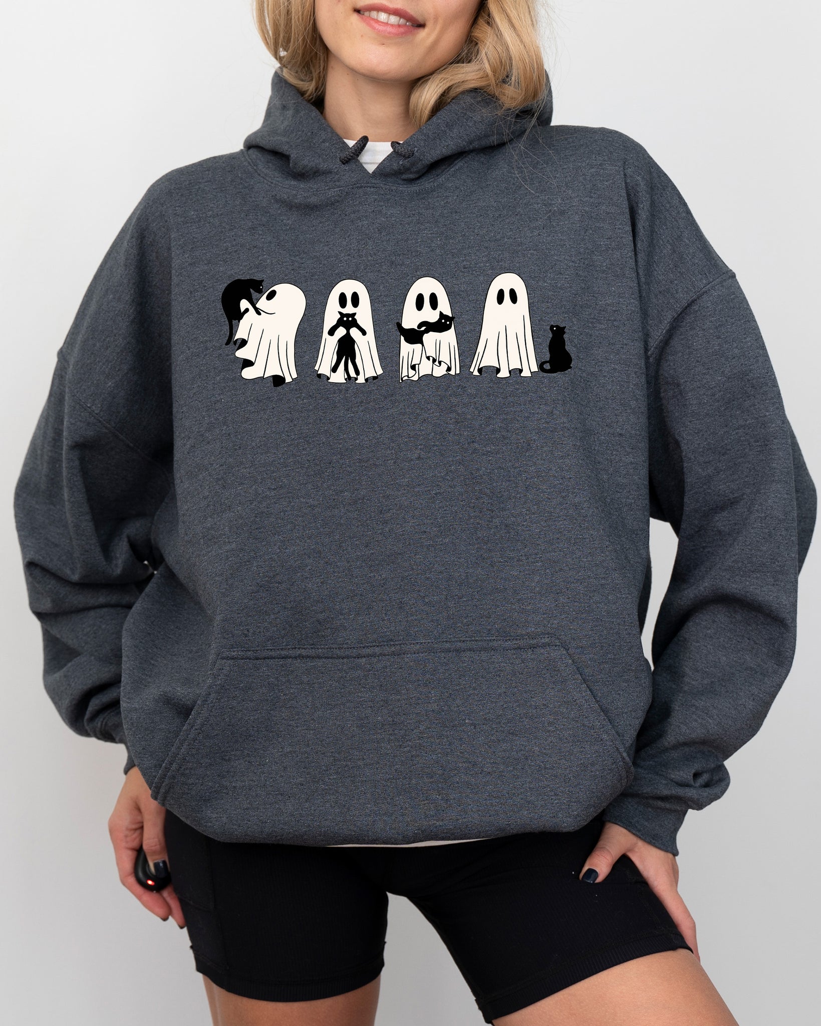 Ghost Cats, Adorable, Halloween, Witch, Skeleton, Trick or Treat Hooded Sweatshirt