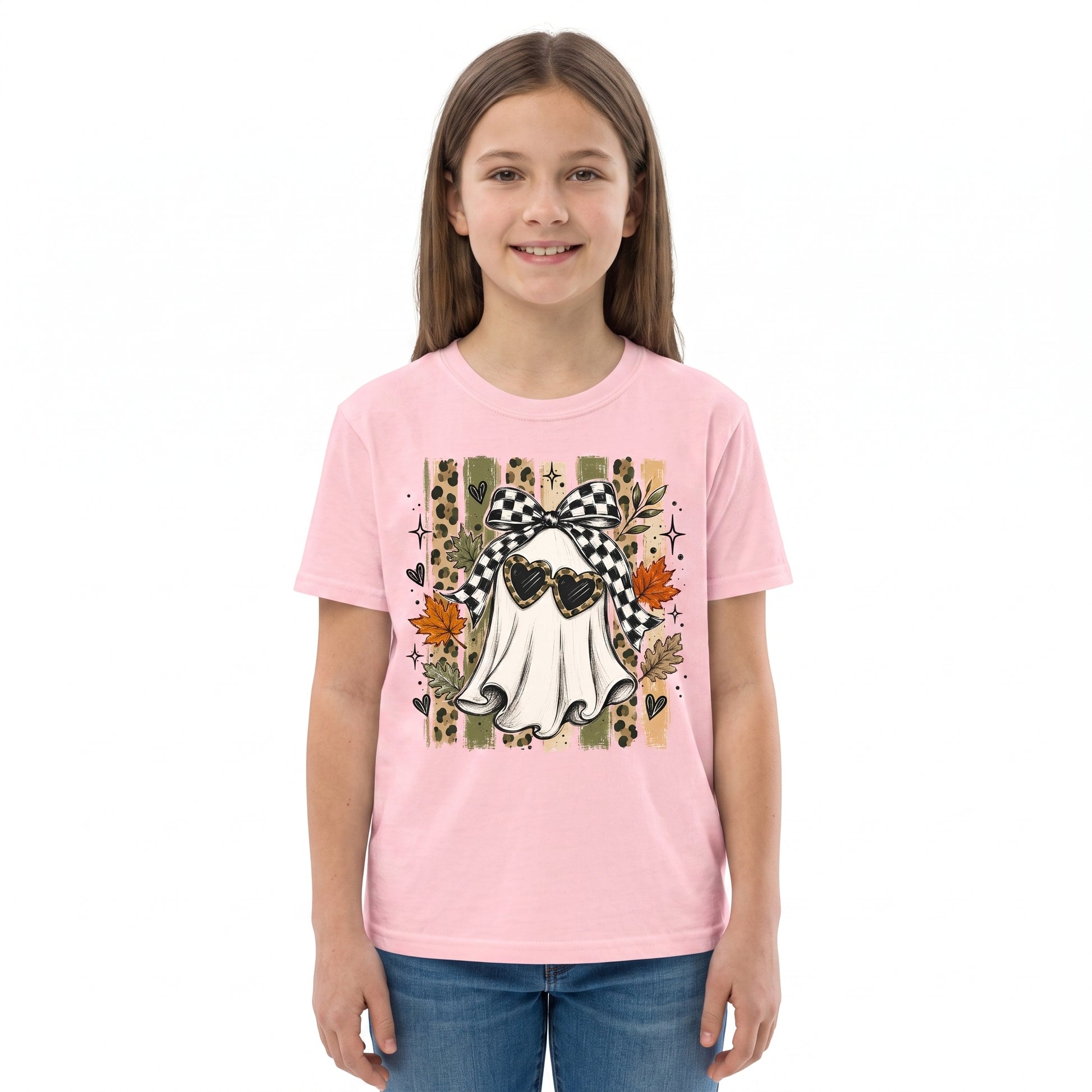 Model wearing the Ghost youth comfort colors tee in Blossom, cover image 1