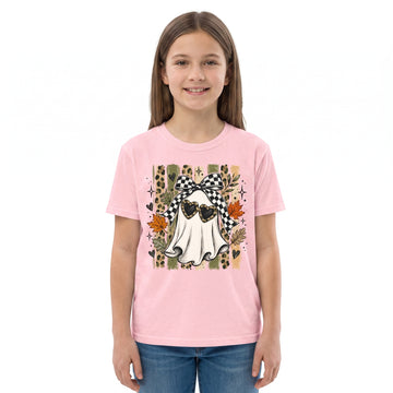 Model wearing the Ghost youth comfort colors tee in Blossom, cover image 1