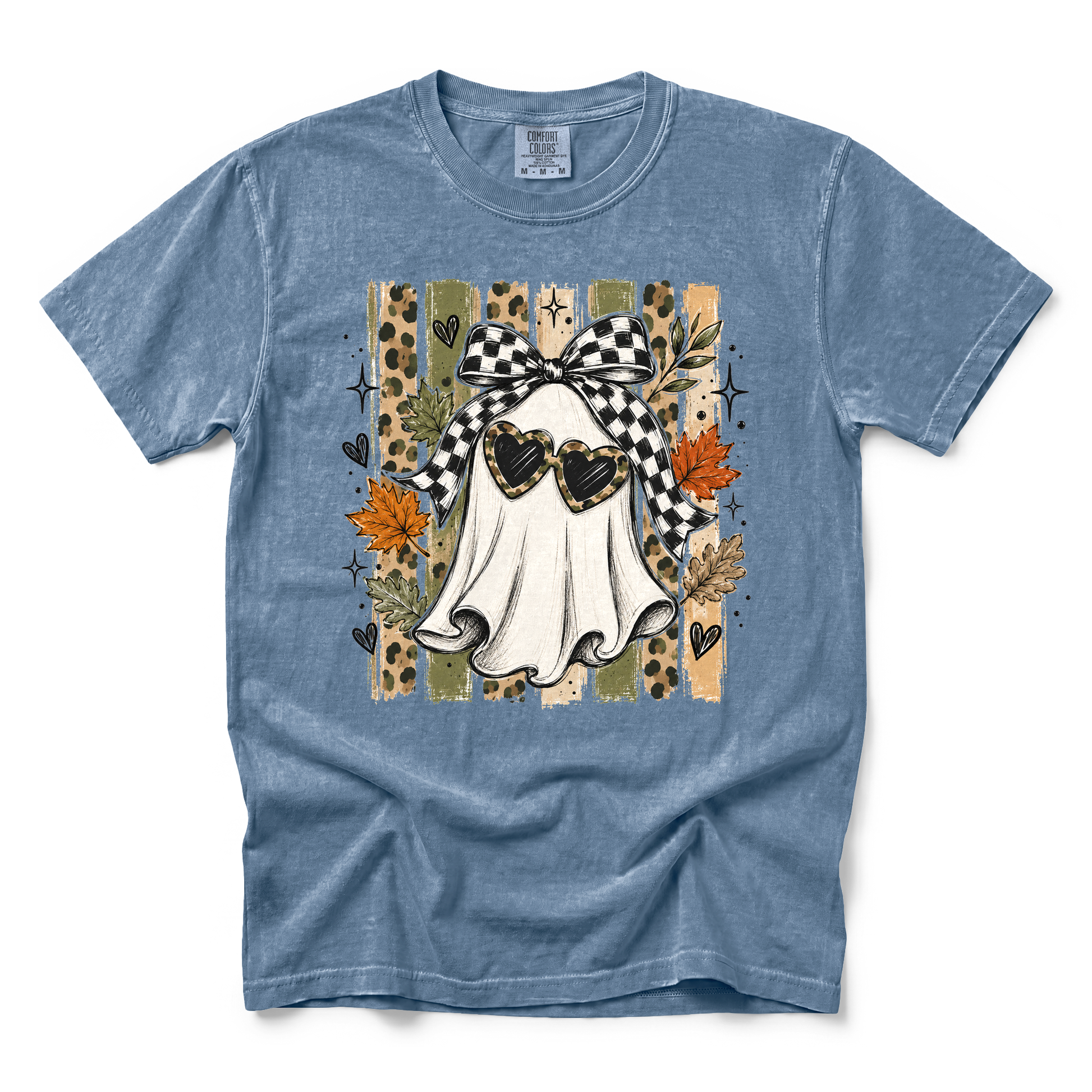 Ghost graphic on Comfort Colors 9018 Youth Midweight Tee in Blue Jean