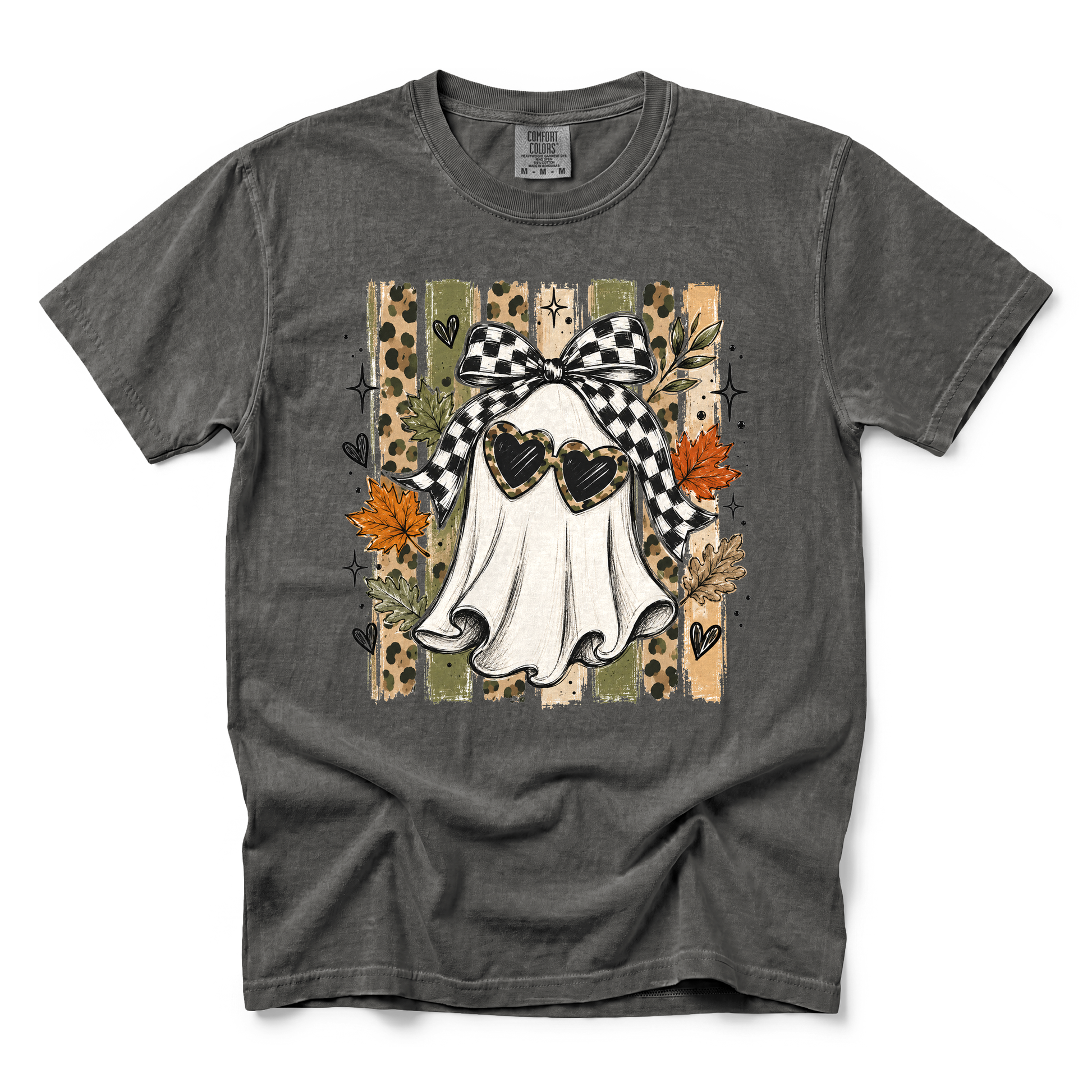 Ghost graphic on Comfort Colors 9018 Youth Midweight Tee in Pepper
