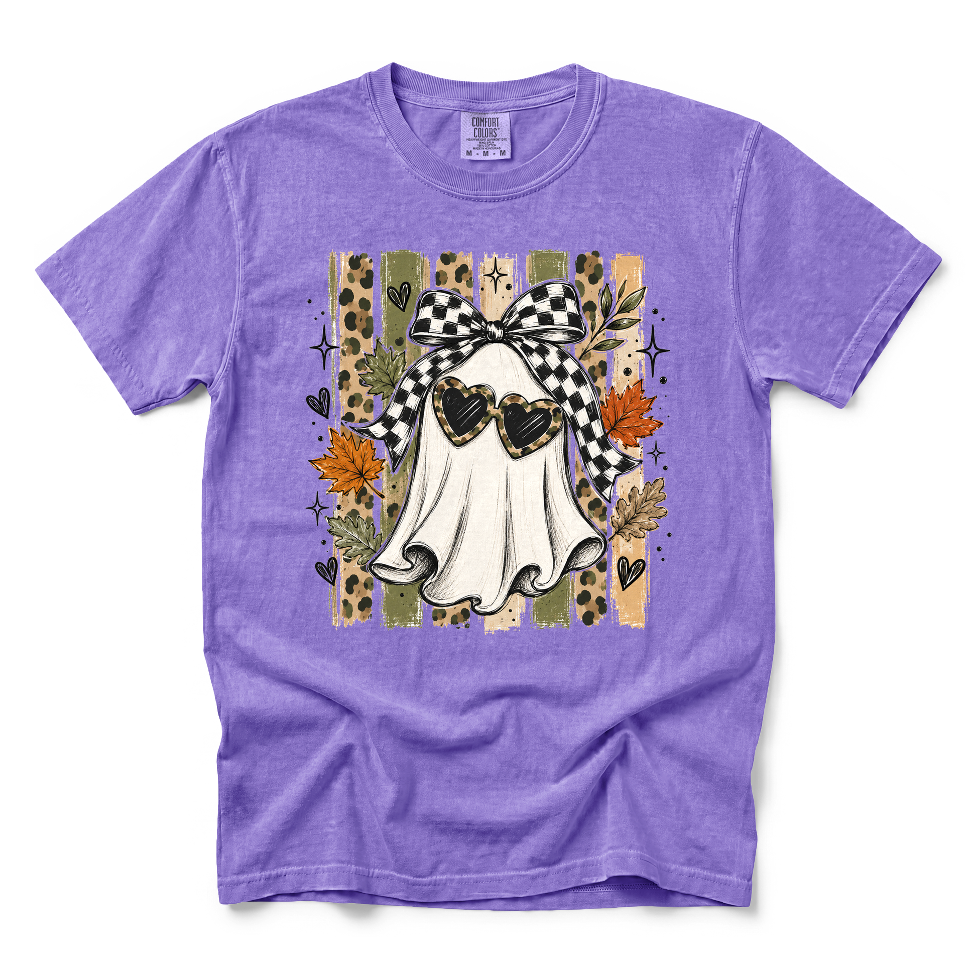 Ghost graphic on Comfort Colors 9018 Youth Midweight Tee in Violet