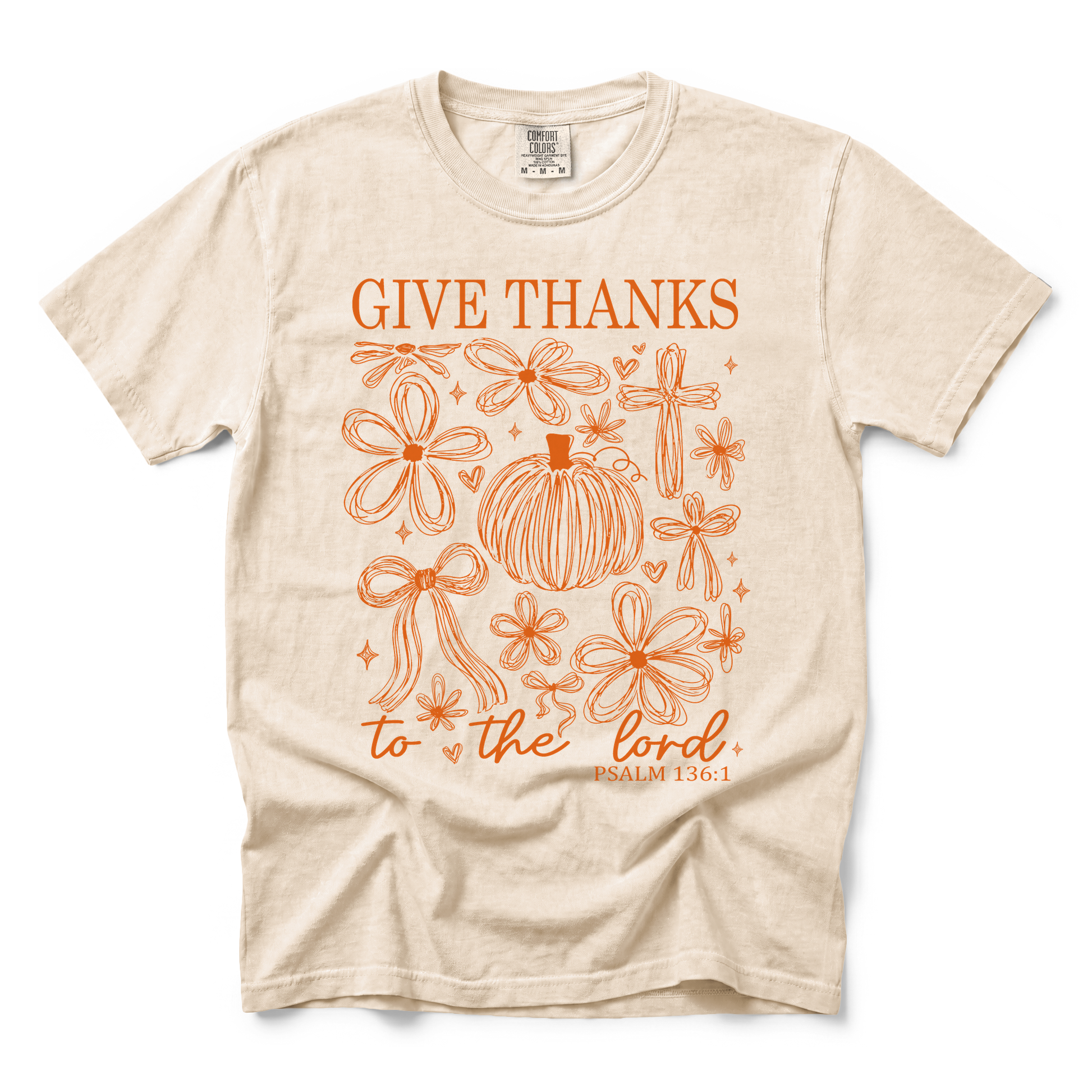 Give Thanks To The Lord graphic on Comfort Colors 1717 in Ivory