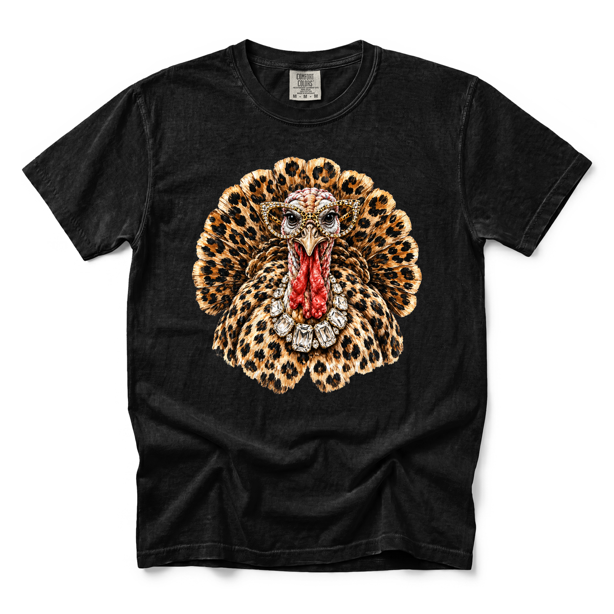 Glam Turkey graphic on Comfort Colors 1717 in Black