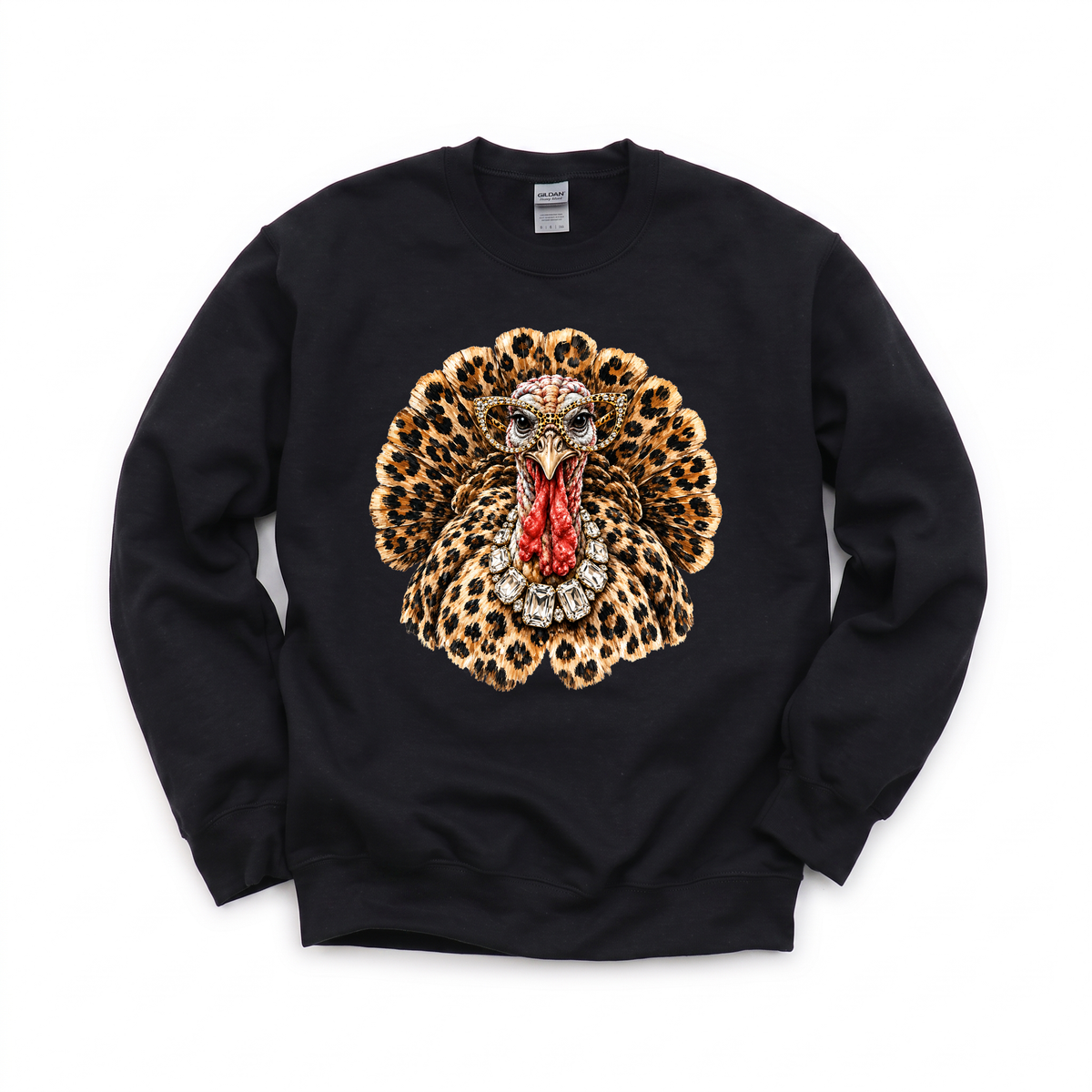 Glam Turkey graphic on Gildan 18000 in Black