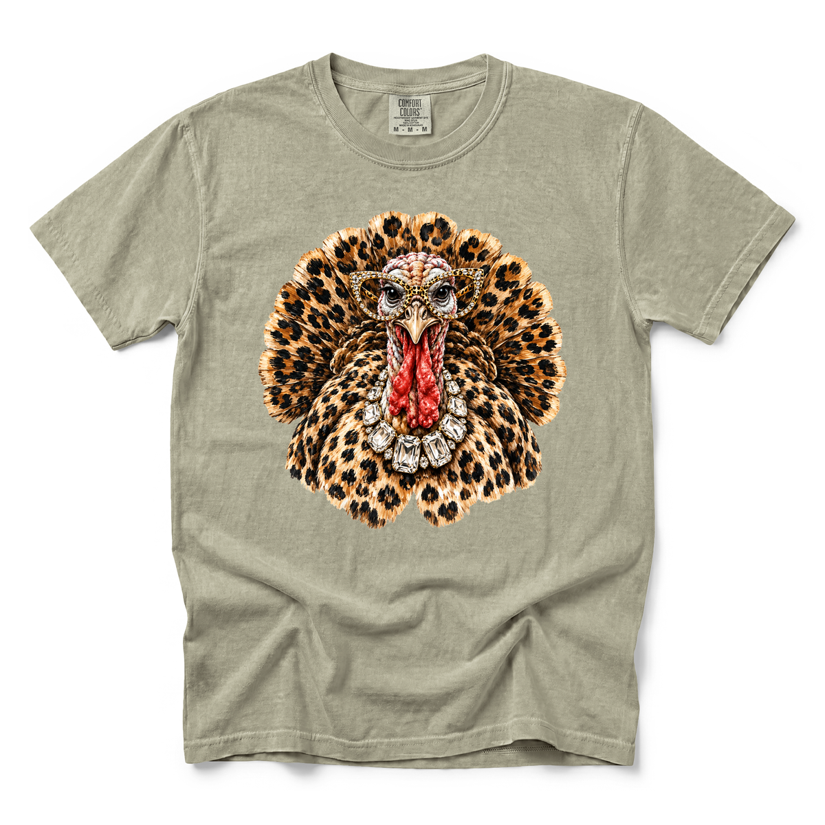 Glam Turkey graphic on Comfort Colors 1717 in Khaki