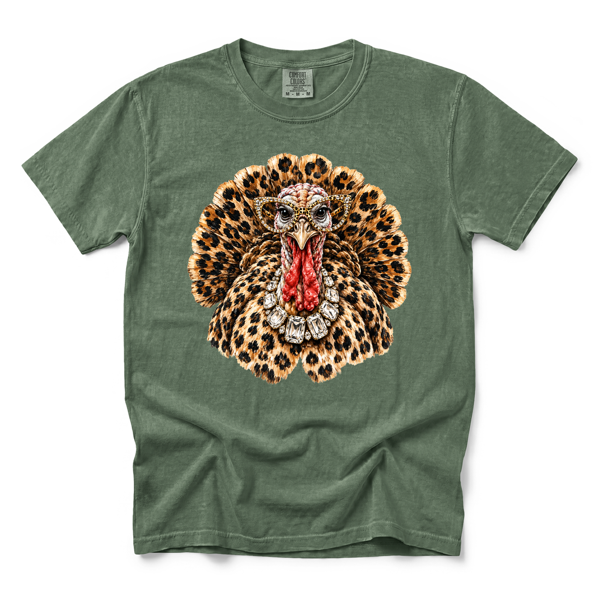 Glam Turkey graphic on Comfort Colors 1717 in Moss
