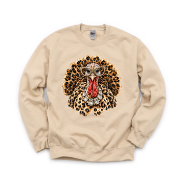 Glam Turkey graphic on Gildan 18000 in Sand