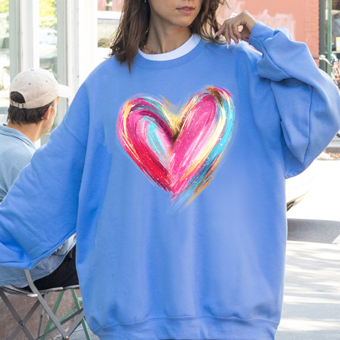 Glittery Brush Stroke Heart, Valentine's Day, Love, Faux Gold Sweatshirt