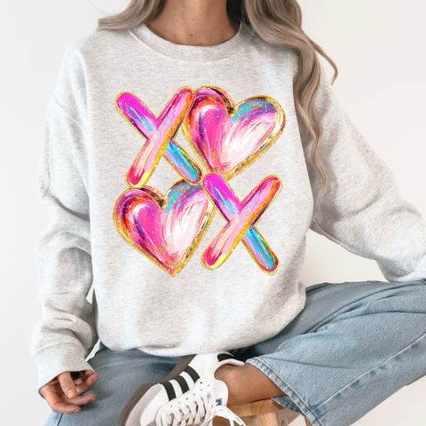 Glittery Colorful Valentine's Hearts, Real Glitter, XOXO, Gorgeous for 2026, Love Sweatshirt