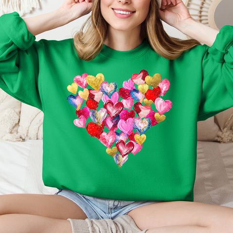 Glittery Hearts, Brush Stroke, Love, Valentine's Day Sweatshirt