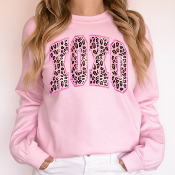 Glittery Leopard Print XOXO, Valentine's Day Love Sweatshirt